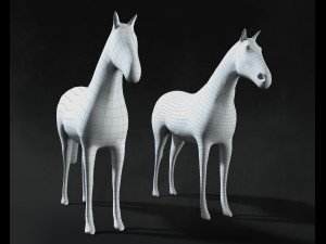 horse sculpture low-poly Model 3D