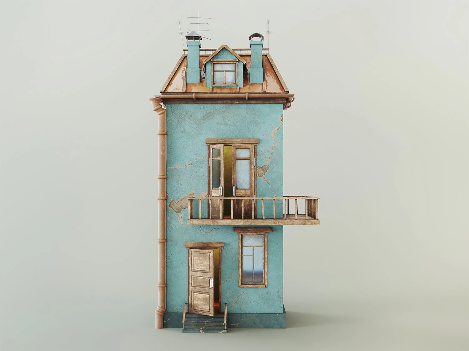 cartoon house 3D Model .c4d .max .obj .3ds .fbx .stl .blend 