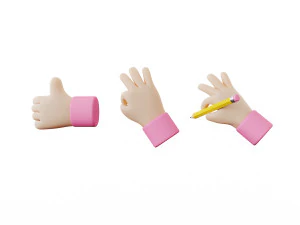 Cartoon-H&auml;nde 3D Modell