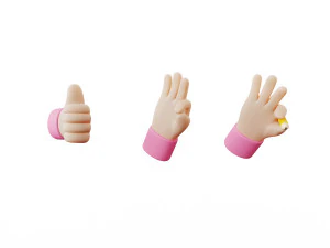 Cartoon-H&auml;nde 3D Modell