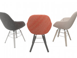 three soft chairs in different high quality textures and colors decor und furniture Model 3D