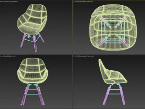 three soft chairs in different high quality textures and colors decor und furniture 3D Model