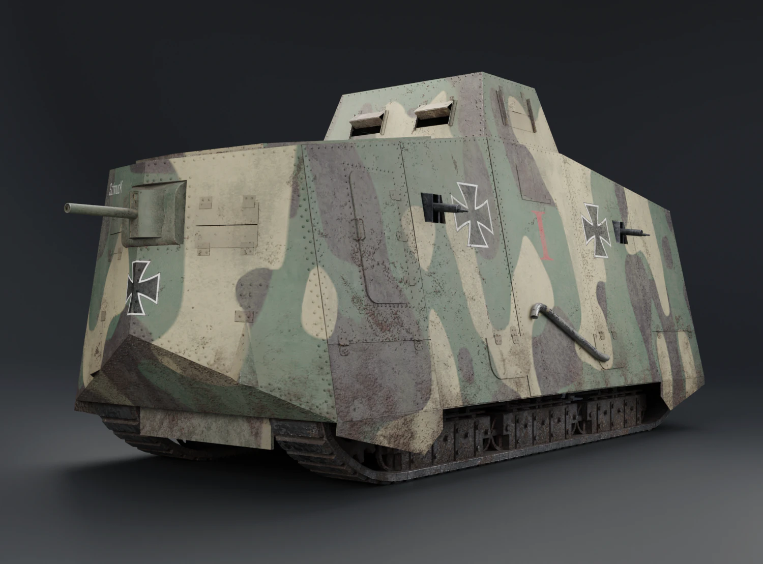 tanque alem&aacute;n a7v Modelo 3D .c4d .max .obj .3ds .fbx .stl .blend 