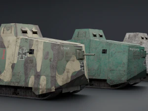 tanque alem&aacute;n a7v Modelo 3D