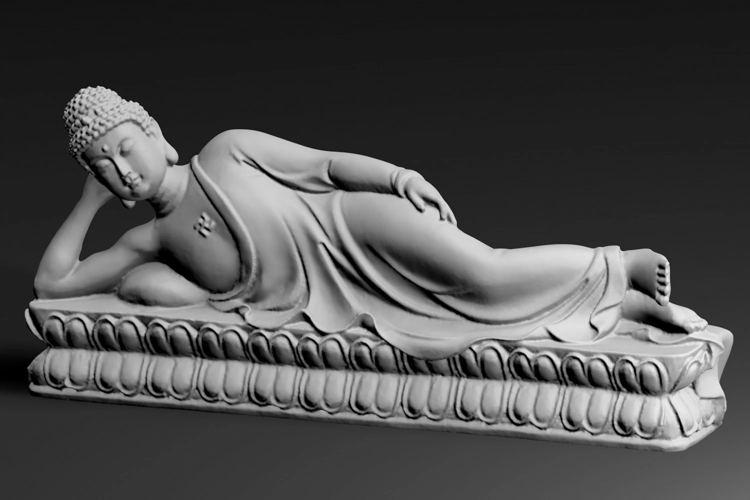 Lying Buddha - Buddha entering Nirvana 3D Print Model .c4d .max .obj .3ds .fbx .stl .blend 