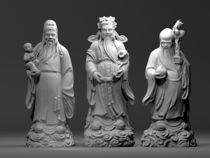 Fu Lu Shou - the Gods of Prosperity Status and Longevity 3D-Druckmodell