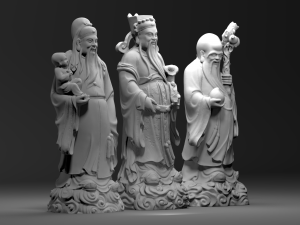 Fu Lu Shou - the Gods of Prosperity Status and Longevity Model Cetak 3D