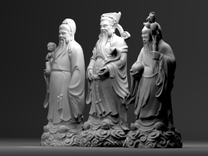 Fu Lu Shou - the Gods of Prosperity Status and Longevity Model Cetak 3D