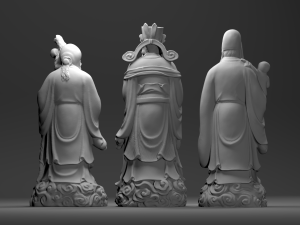 Fu Lu Shou - the Gods of Prosperity Status and Longevity Model Cetak 3D