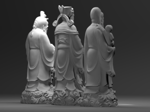 Fu Lu Shou - the Gods of Prosperity Status and Longevity Model Cetak 3D