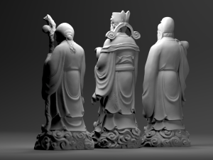 Fu Lu Shou - the Gods of Prosperity Status and Longevity Model Cetak 3D