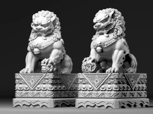 Imperial Guardian Lions - Lion Dogs - Fu Dogs - Chinese Lion 3D Print Model