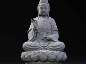 Guanyin - Bodhisattva - sitting on lotus base 3D-Druckmodell