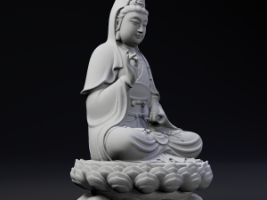 Guanyin - Bodhisattva - sitting on lotus base 3D-Druckmodell