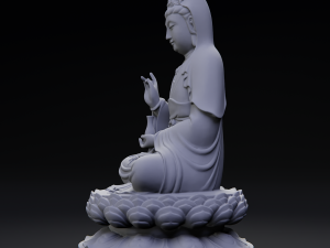Guanyin - Bodhisattva - sitting on lotus base 3D-Druckmodell