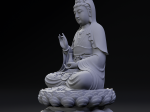 Guanyin - Bodhisattva - sitting on lotus base 3D-Druckmodell