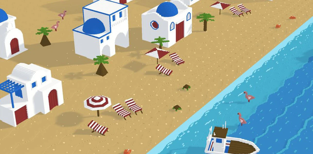 voxel santorini low-poly 3D Model .c4d .max .obj .3ds .fbx .stl .blend 
