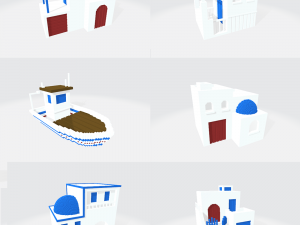 voxel santorini low-poly 3D मॉडल