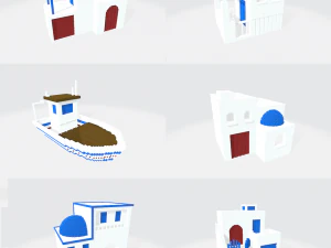 voxel santorini low-poly 3D Model