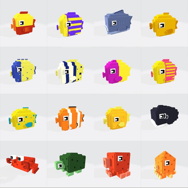 voxel fish low-poly Modelo 3D .c4d .max .obj .3ds .fbx .stl .blend 