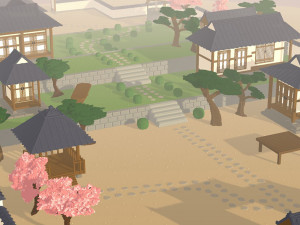 voxel korean traditional village low-poly Modelo 3D