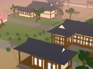 voxel korean traditional village low-poly 3Dモデル