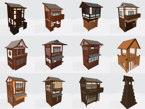 voxel japanese traditional village pack low-poly 3D Model