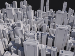 low-poly scifi skyscrapers pack 3D Model