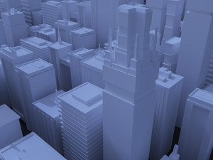 low-poly scifi skyscrapers pack 3D Model
