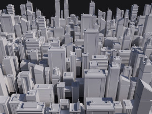 low-poly scifi skyscrapers pack 3D Model