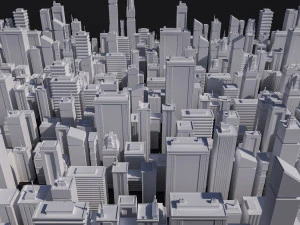 low-poly scifi skyscrapers pack 3D Model