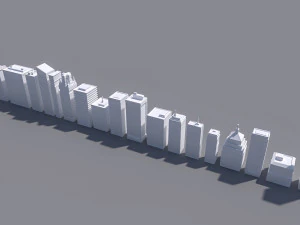low-poly scifi skyscrapers pack 3D Model