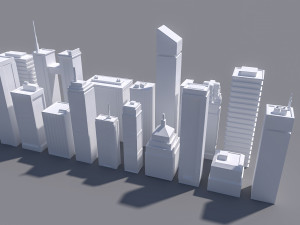 low-poly scifi skyscrapers pack 3D Model