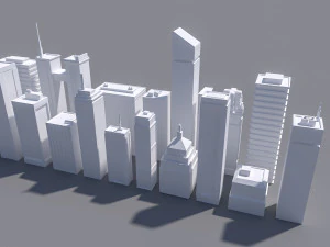 low-poly scifi skyscrapers pack 3D Model