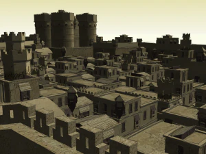 Ancient Nomadic Arab town low-poly 3D Model