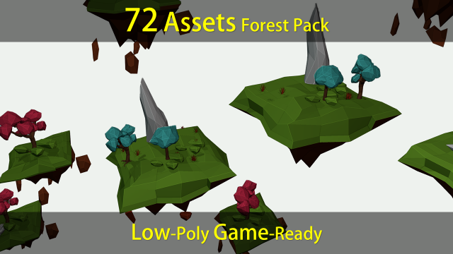 low poly game ready forest pack 3D 模型 .c4d .max .obj .3ds .fbx .stl .blend