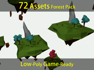 pacote de floresta pronto para jogo low poly Modelo 3D