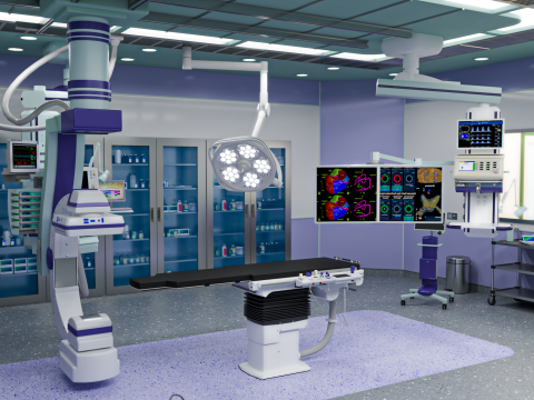 Hospital Interior- Operating Room-Catheter Lap 3Dモデル