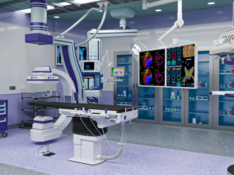 Hospital Interior- Operating Room-Catheter Lap 3Dモデル