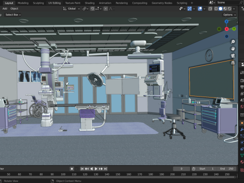Hospital Interior- Operating Room-Catheter Lap 3Dモデル