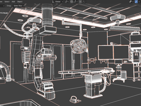 Hospital Interior- Operating Room-Catheter Lap 3Dモデル