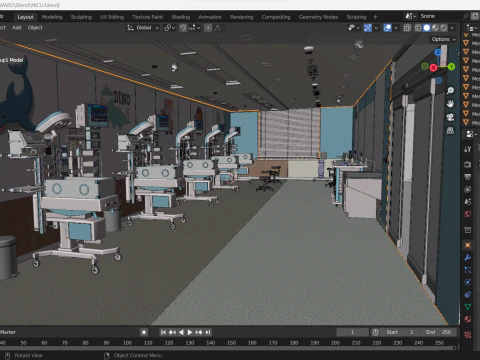 Hospital Interior- NICU Ward 3D Model