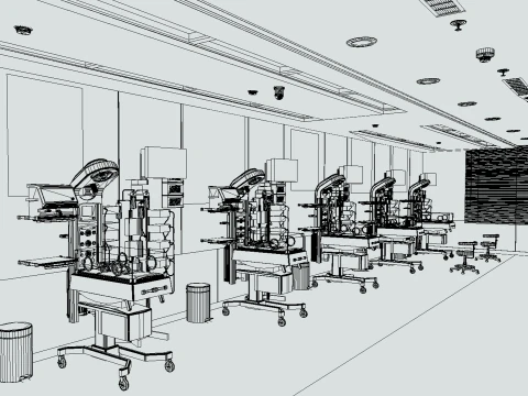 Hospital Interior- NICU Ward 3D Model