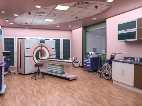 Interior do Hospital - Sala de Radiologia-TC Modelo 3D