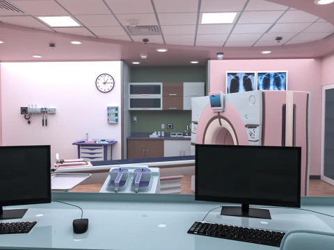 Interior do Hospital - Sala de Radiologia-TC Modelo 3D