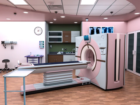 Interior do Hospital - Sala de Radiologia-TC Modelo 3D
