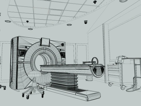 Interior do Hospital - Sala de Radiologia-TC Modelo 3D