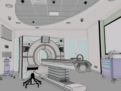 Hospital Interior- Radiology-CT Scan Room 3D Model