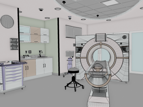 Hospital Interior- Radiology-CT Scan Room 3D Model