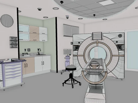 Interior do Hospital - Sala de Radiologia-TC Modelo 3D